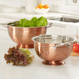 BrylaneHome Set Of 2 Copper Colanders, Copper