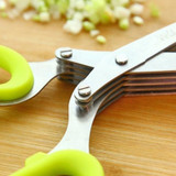 Multifunctional 5 Layers Stainless Steel Knives Multi-Layers KItchen Scissors Scallion Cutter Herb Laver Spices Cook Tool Cut