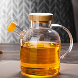 Glass Oil Bottle Kitchen Supplies Spice Jar High Boron Glass Oil Pot Condiment Bottle with Bamboo Cover 650ml