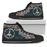 Womens Gold and Blue Peace Mandala High Top