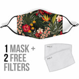 Black Floral Pattern Design Protection Face Mask