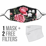 Black & Pink Roses Protection Face Mask