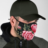 Black & Pink Roses Protection Face Mask
