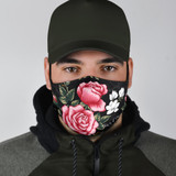 Black & Pink Roses Protection Face Mask