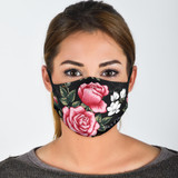 Black & Pink Roses Protection Face Mask