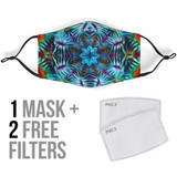 Blue Ornamental Art Mandala Design Protection Face Mask