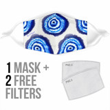 Blue Tie Dye Spiral Batik Style Protection Face Mask