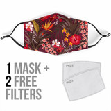 Bordeaux Floral Pattern Design Protection Face Mask