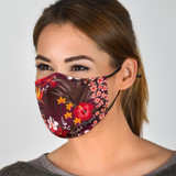 Bordeaux Floral Pattern Design Protection Face Mask