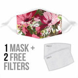 Bordeaux & Pink Art Flowers Design Style Protection Face Mask