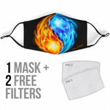 Fire And Water Style Jin Jang Symbol Design Protection Face Mask