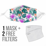 Tropical Violet Flowers & Leafs Design Protection Face Mask