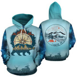3D Camping Hoodie I Hate People Bear Blue Full Size