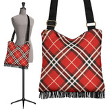 Red Tartan Crossbody Boho Handbag