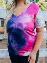 Purple Mix Tie Dye Sequin Top Purple Mix Tie Dye Sequin Top