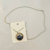 Black Cat Cabochon Silver Necklace