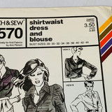 Stretch & Sew Pattern No. 1570 (1979) Shirtwaist Dress and Blouse by Ann Person Sz. 28-44