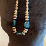 Dark Turquoise and Silver Paparazzi Necklace and Earring Set