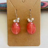 Melon and Pearl Vintage Drop Earrings (1980's)