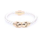 Twin Skull white leather bracelets