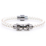 Twin Skull white leather bracelets