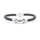Twin Skull black leather Bracelets