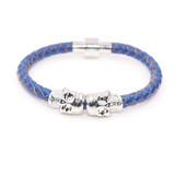Twin Skull blue leather bracelets