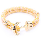 Anchor & Stingray yellow leather bracelet