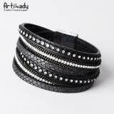 Black Leather Wrap Bracelet
