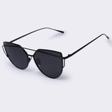 Black Frame & Gray Lens Twin-Beams Cat Eye UV400 Sunglasses