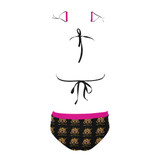 #Rossolini1# Pink Stringy Selvedge Bikini Set with Mouth Mask (S11)