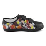 #Rossolini1# BALLIN Black Bottom Velcro Canvas Kid's Shoes (Model 008)