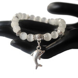 Dolphin Charm & Cat Eye Bead Bracelet - 5 Colors