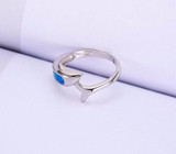 Fire Blue Opal & Sterling Silver Dolphin & Tail Ring Fire Blue Opal & Sterling Silver Dolphin & Tail Ring
