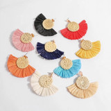 Rattan Chandelier Tassel Earrings