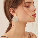 Geometric Woven Wicker Hoop Earrings