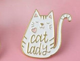 Enamel Pin Cat Lady Black color