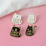 Enamel Pin Cat Lady Black color