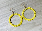 Orange Circle Woven Hoop Earrings
