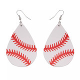 Baseball Softball Leather Earrings | White colors