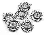 5 Sunflower Charm GOLD SILVER, Daisy Flower