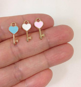 10 Heart Key Charms for Jewelry DIY