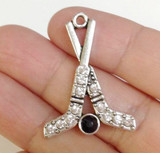 2 Rhinestone Hockey Stick Charm