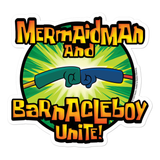 SpongeBob SquarePants Mermaidman and Barnacleboy Unite Logo Die Cut Sticker