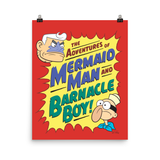 SpongeBob SquarePants Mermaidman and Barnacleboy Comic Premium Satin Poster