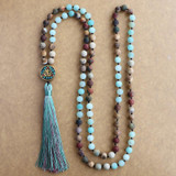 Matte Natural Stone 108 Beads Necklaces Pendant Long Mala Necklace Jewelry