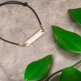 Engraved Silver Bar String Bracelet   -Milana