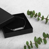 Engraved Silver Bar String Bracelet -Julieta