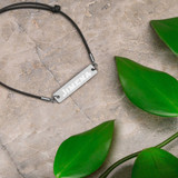 Engraved Silver Bar String Bracelet -Jimena