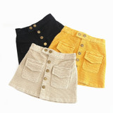 Autumn Buttons Corduroy Skirts